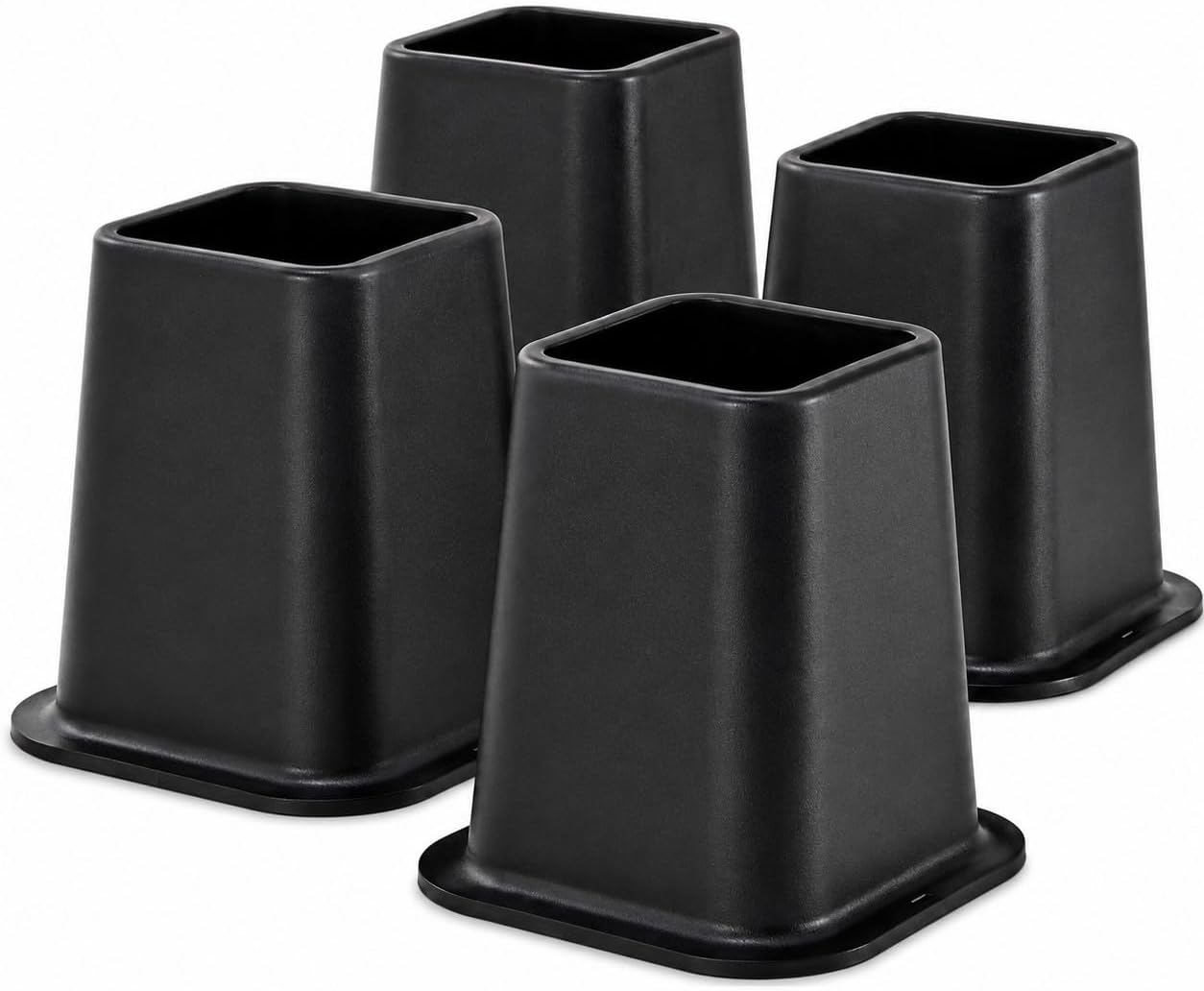 Kings Brand Furniture 6-inch Bed Risers - Set of 4 Black Heavy Duty Stackable Furniture Risers for Under Bed Storage, Desk, Sofa, Couch