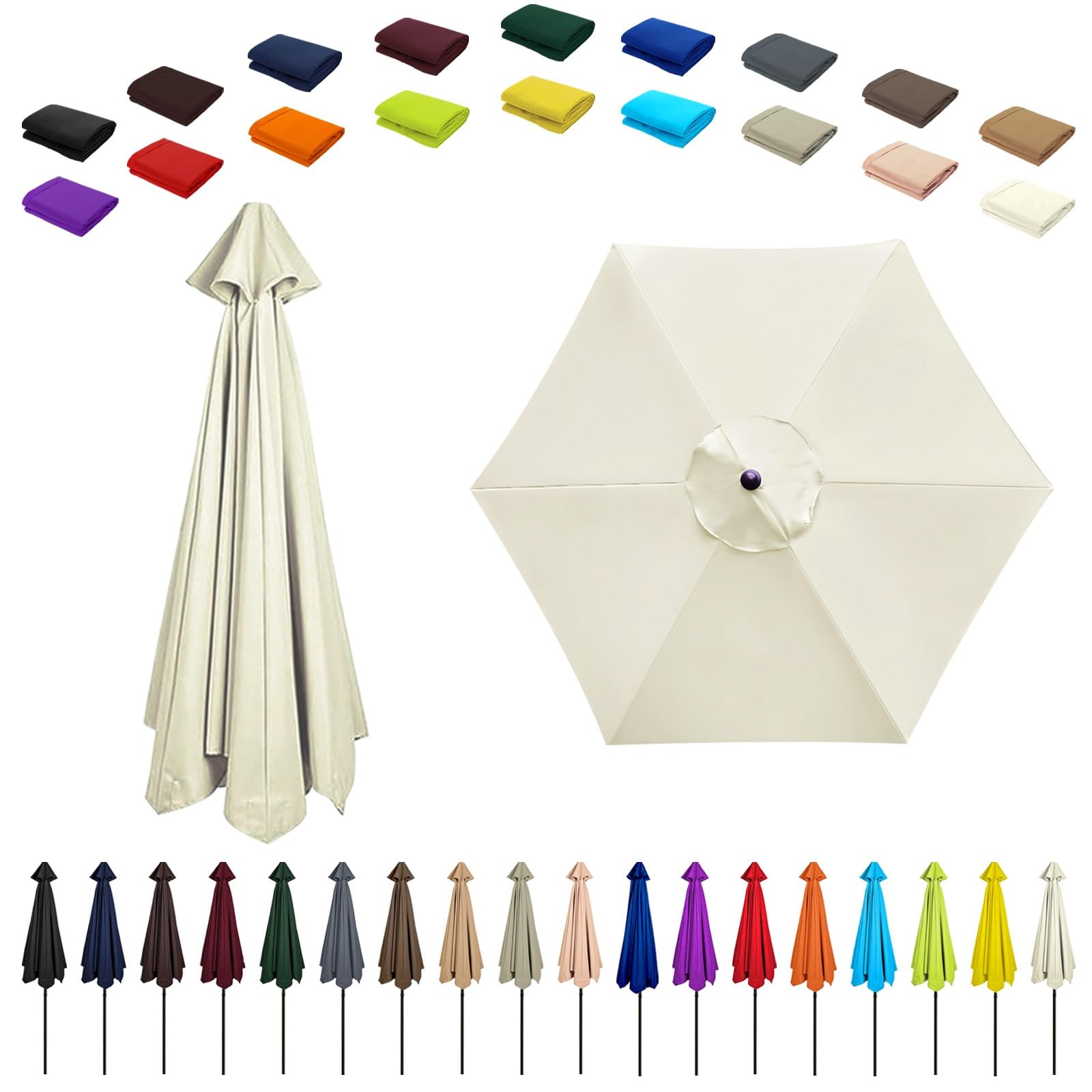 6/8 Ribs Umbrella Replacement Top, Parasol Replacement Canopy, Replacement Parasol Fabric Cover, Breathable/UV Protective, For Patio/Market/Yard/Backyard/Pool/Market(White,8 ribs: 3.5m/11.5ft)