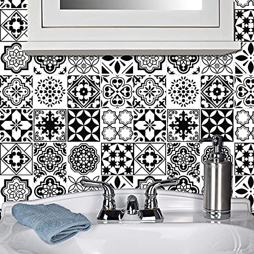 Mural Stickers Autocollants de Carreaux, 64 Feuilles Imperméables Carreau de Ciment Adhesif Mural Sticker Autocollant de Carrelage pour Cuisine, Salle de Bain Maison (15X15CM, 64Pcs)