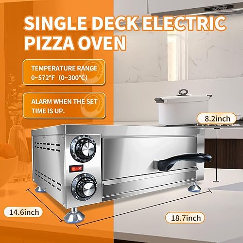 Miniatura 2 de Generic YOOKTEN - Horno eléctrico de pizza para interiores, horno de pizza de 12 pulgadas, máquina comercial para hacer pizza para el hogar con