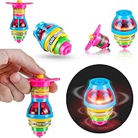 PROLOSO 15-Pack Light Up Flashing UFO Spinning Tops with Gyroscope - Novelty Bulk Party Favors for Kids & Adults