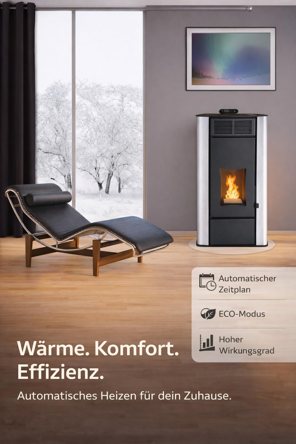 UMBRELLA® P18 Wodny piec na pellet z płaszczem wodnym 18 kW do 300 m³,A+,ogrzewanie centralne,zbiornik 40 kg,moc wodna 12,5 kW,do 18 h pracy,ECO,programator tygodniowy,Wi-Fi Ready,Czerwony
