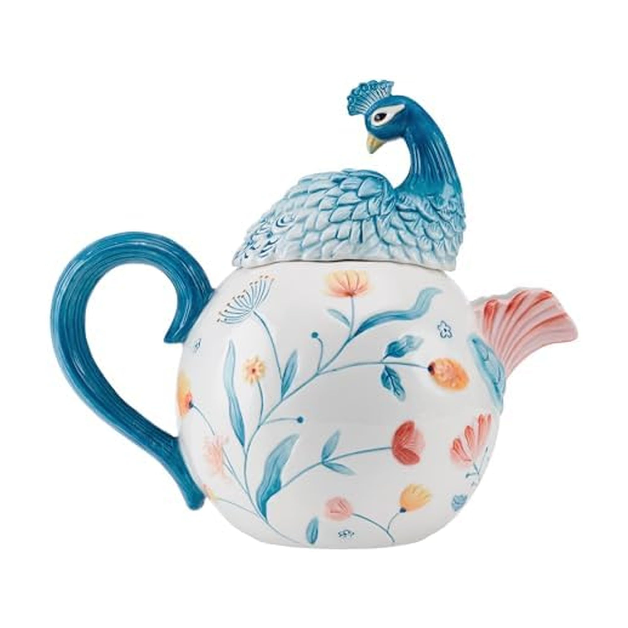 Fitz and Floyd Gracie Ceramic Peacock Teapot, 1 Quart