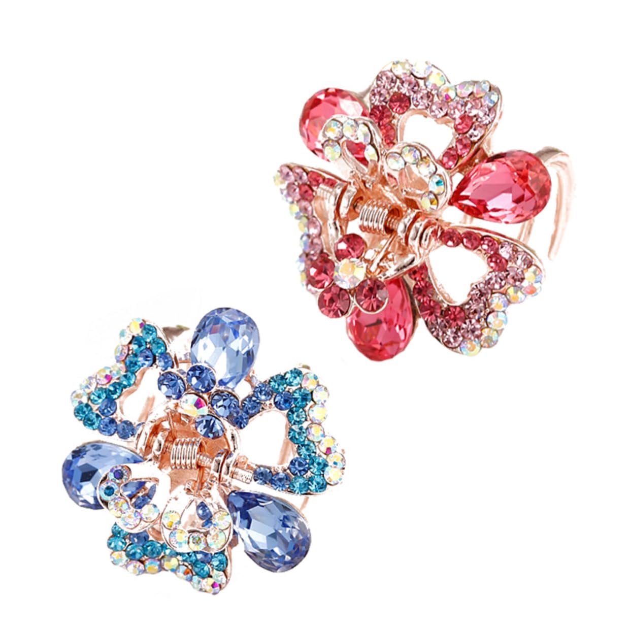 12stücke Haarklammern Mit Kristall Und Metall Design Rosa Blau Und Dunkelblau Für Damen Und Mädchen Praktische Haarspangen Für Jeden Anlass