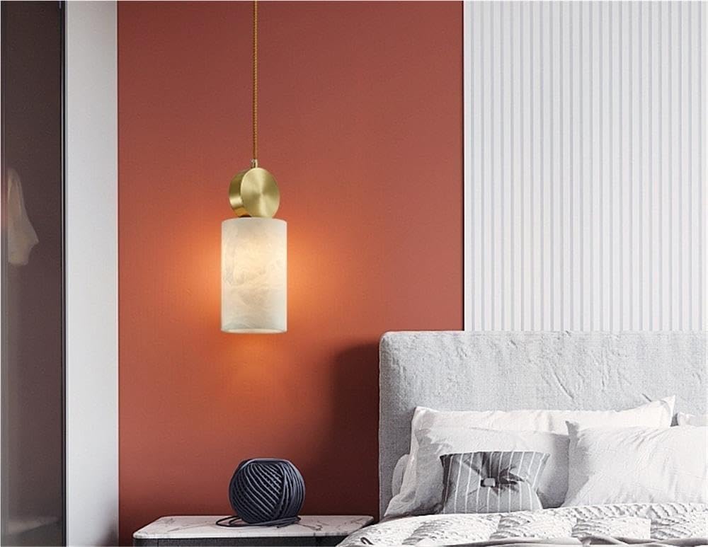 Lustre cylindre moderne marbre naturel nordique Suspension luminaire