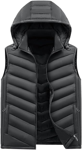 Mens Puffer Vest Big and Tall Quilted Insulated Vest Winter Packable Vests Casual Warm Outwear with Hood