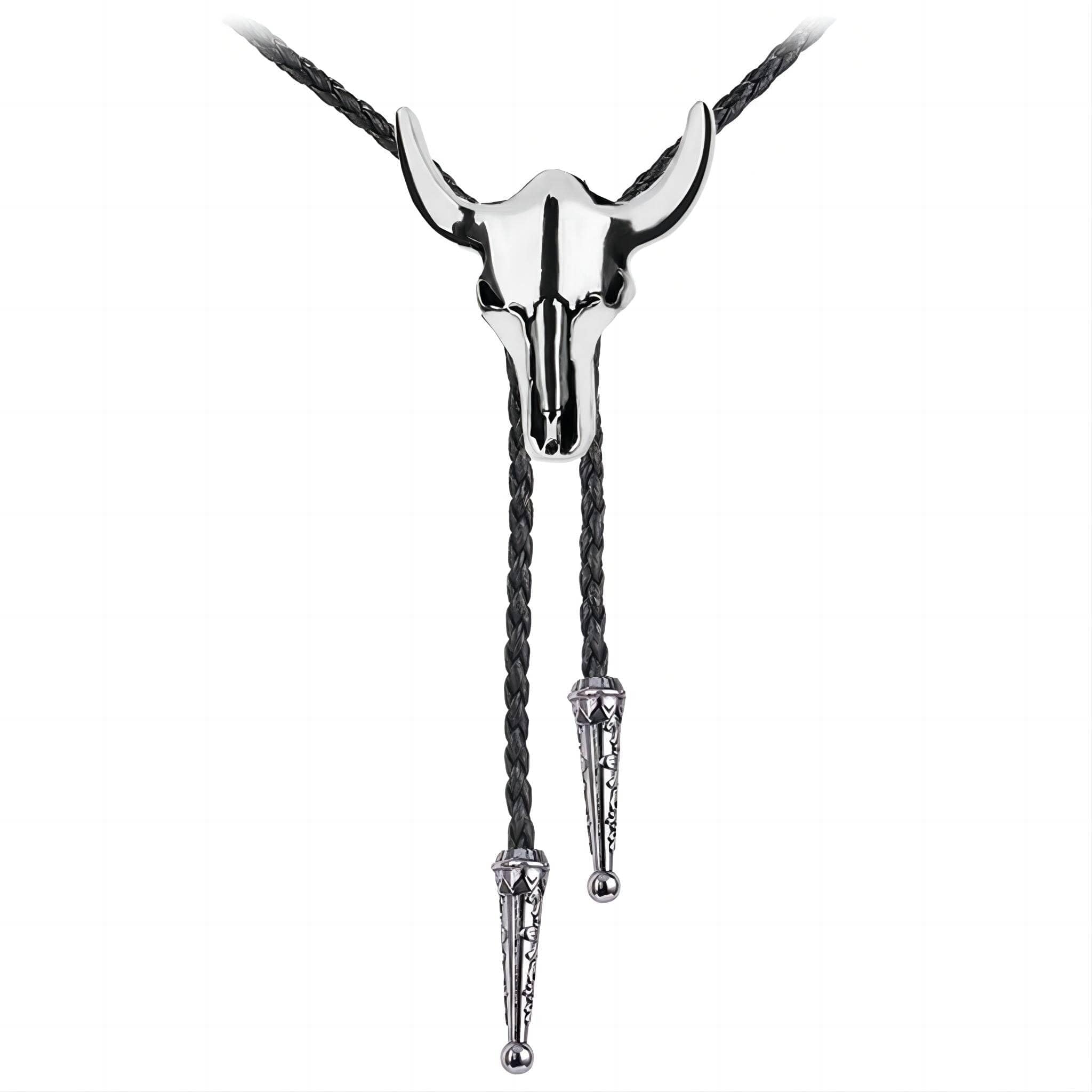 Zac's Alter Ego Vintage Ram Skull Western/Cowboy/Rodeo PU Bolo Tie