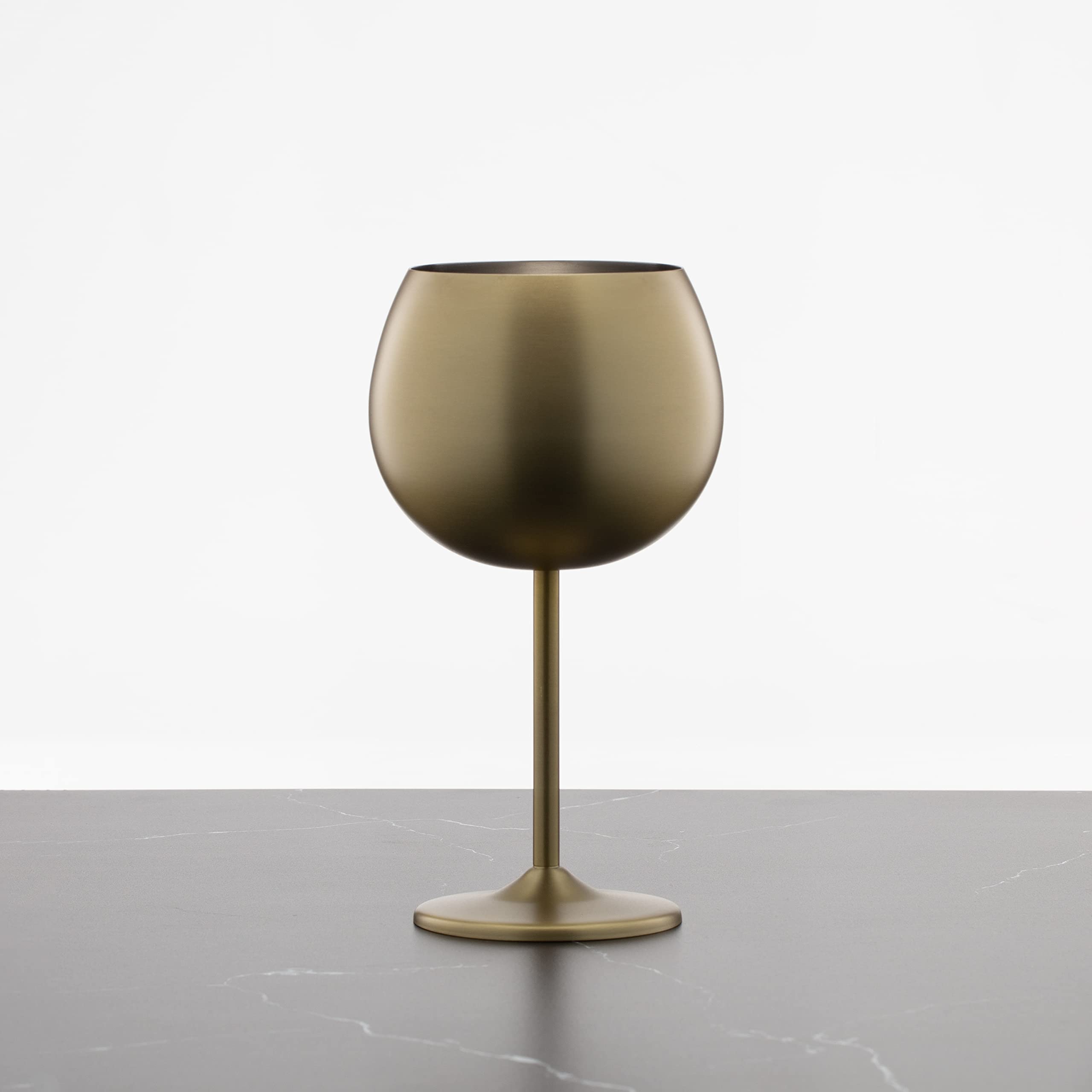 CAMBRIDGE Silversmiths - Juego de 4 copas de vino de 12 onzas con forma de globo de oro cepillado de una sola pared