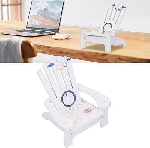 Miniatura 6 de Mini silla de playa, mini silla de playa de madera de estilo náutico, silla de playa resistente de pino natural para la sala de estar, baño o