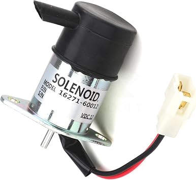 052600-4151 16271-60012 12V Fuel Shutoff Stop Solenoid for Kubota D1105 D1005 V1505 Engine BX2200D BX23D BX2660D BX2670 BX2680 ZD28 ZD1211 ZD331LP ZD326 KX41-2 KX61-2 KX71 KX91-2 F2400 FZ2100 FZ2400