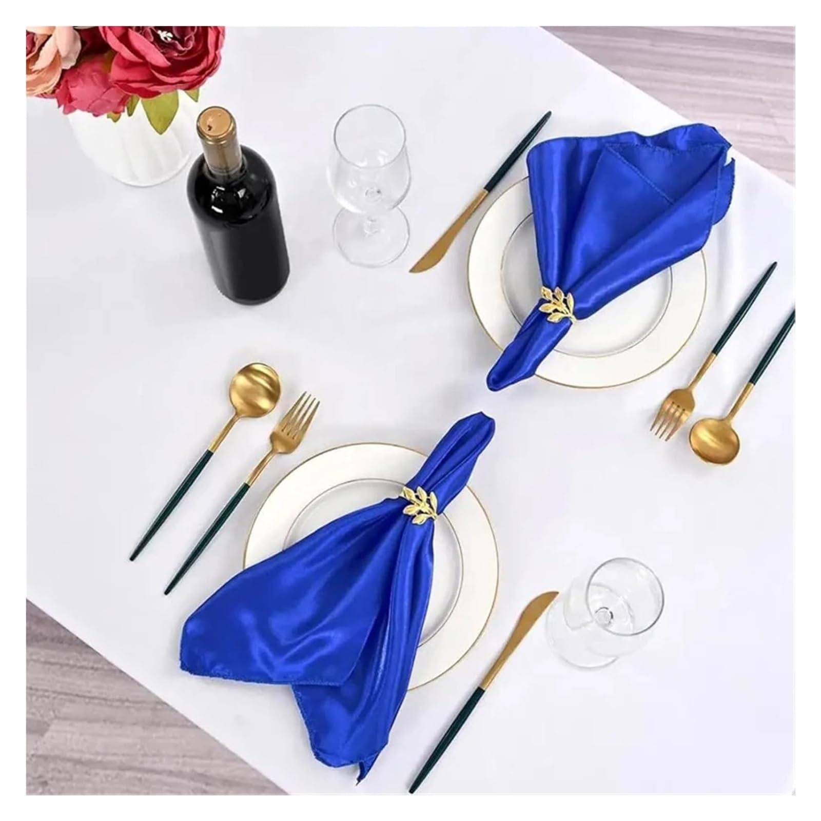 Servilletas de Mesa de algodón, Servilletas de Mesa 12 Piezas Cuadrado Satén Multicolor Fiesta Decoración Boda(BLU)