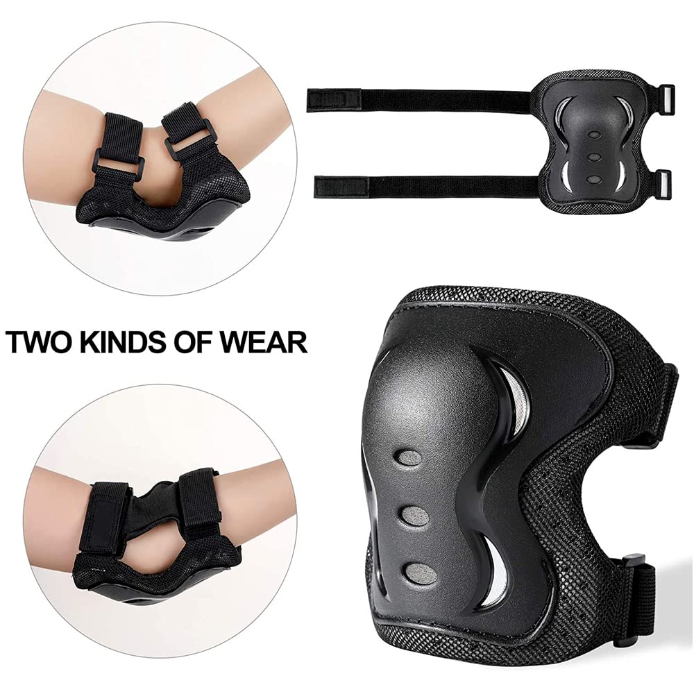 6Pièces Enfant Adultes Protection Gear Set avec Genouillères Coudières Et Protège Poignets pour La Planche à roulettes Vélo Patinage à roulettes,S