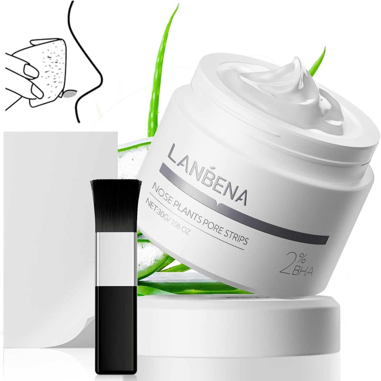 LANBENA 2.0 Blackhead Nose Plants Pore Strips(1.03 Oz), 60pcs Nose Strips for Blackhead Mask, Deep Cleansing Peel off Mask, Black Head Remover Mask