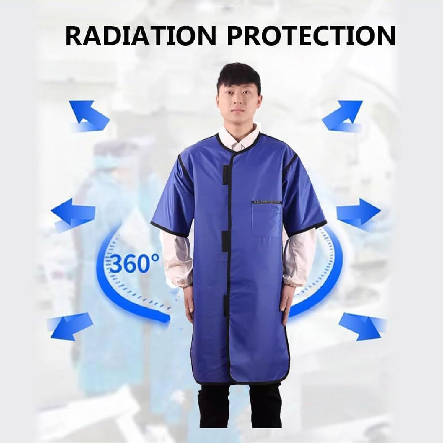 BKEKM Grembiule per Raggi X Grembiule in Piombo da 0,5 Mmpb Grembiule per Uso Medico Grembiule per Radiazioni Gilet per Raggi X 90 cm/100 cm/110 cm Vestiti in Piombo a Maniche Corte per Raggi X