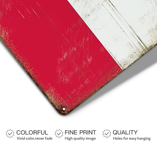 Miniatura 3 de Cartel de metal con diseño de bandera retro letrero de placa desgastada bandera de Polonia regalo de aluminio para cafetería bar club patio jardín