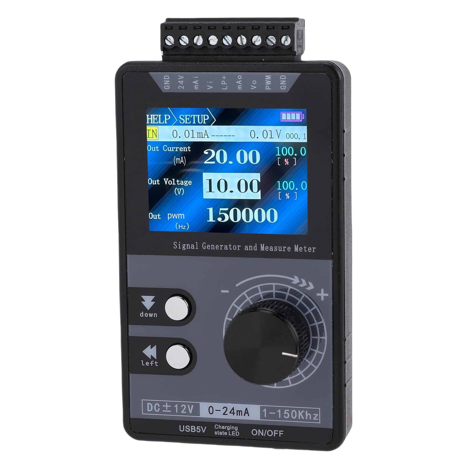 Fabater 4–20 MA Signalgenerator Spannung Strom Simulator 0–100% Einschaltdauer mit Kurzschlussschutz Zur Kalibrierung, Tragbares Signal für Werkstätten, USB Typ C