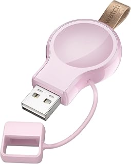 LVFAN Charger for Apple Watch, Portable iWatch Charger USB Wireless Charger Fast Charging Magnetic Cordless Car Travel Charger for Apple Watch Series 8 7 6 5 4 3 2 1 SE (Pink)