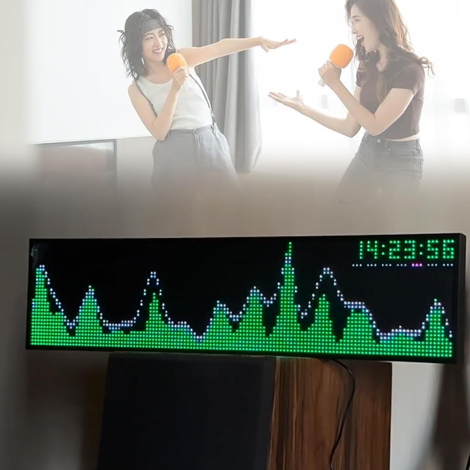 Wyświetlacz Led Spectrum, Analizator widma audio, analizator rytmu z kolorowymi światłami Rgb, przełączany zegar cyfrowy, sterowanie głosem + sterowanie linią, 36