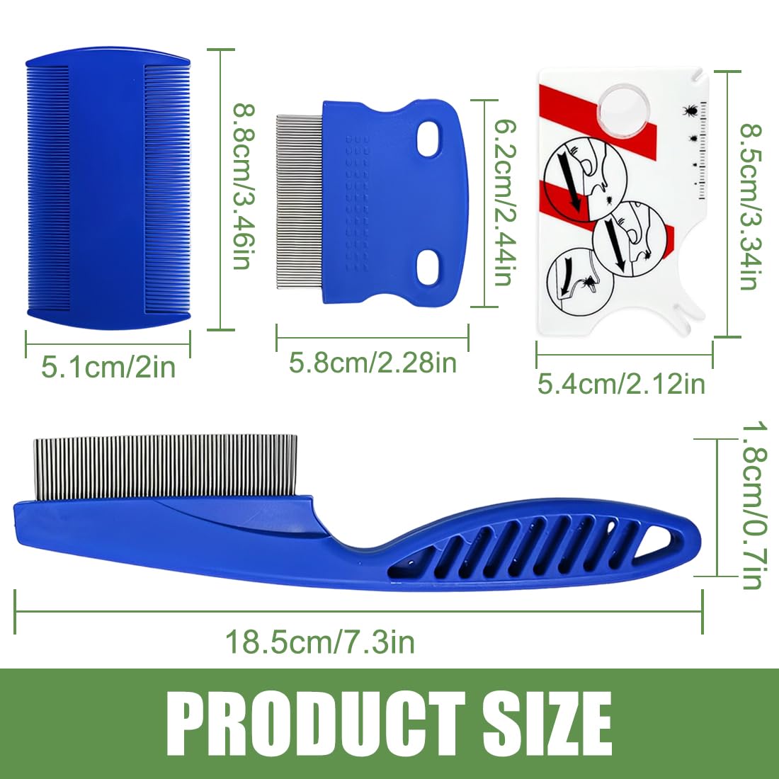 WeddHuis Set de 4 peignes anti puces pour chats et chiens, avec clip à tique, dents en métal, outil d'épilation multifonctionnel pour chiots et chatons (Acier inoxydable)