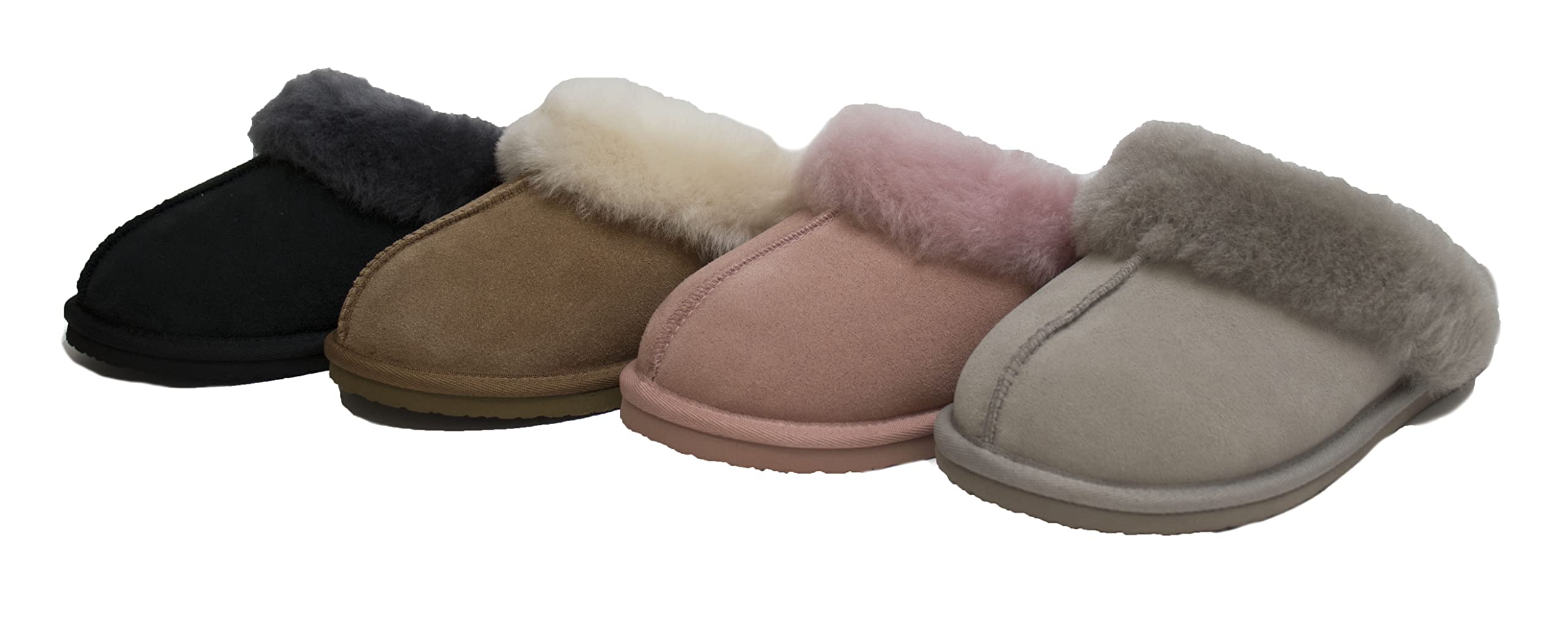 Reissner Lammfelle Pantuflas de piel de cordero Nadine con borde de piel para Mujeres, Navidad, Gris platino, Talla 36-42