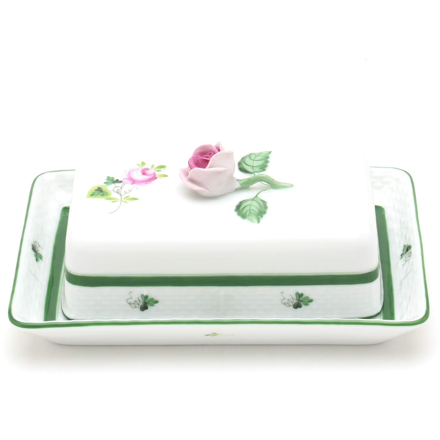 Amazon｜ヘレンド(Herend) スクエアバターディッシュ(00389)薔薇飾り