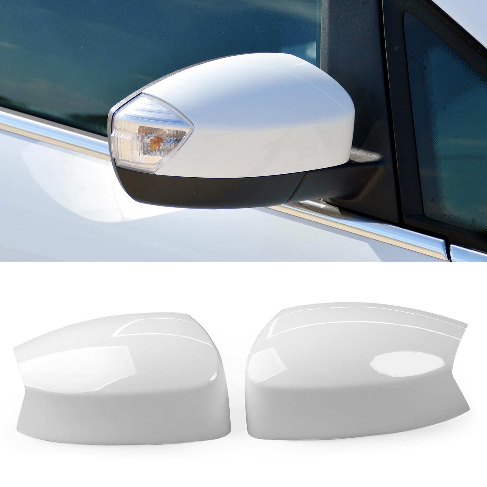 TTCR-II 2PCS Compatibile con Copri Specchietti Ford Kuga/S-Max/Galaxy/C-MAX | Calotte Specchietti per Kuga MK1 08-12,S-Max MK1/Galaxy MK2 06-14,C-MAX II 10-19 Sinistra+Destra Specchio Retrovisore-Bianco