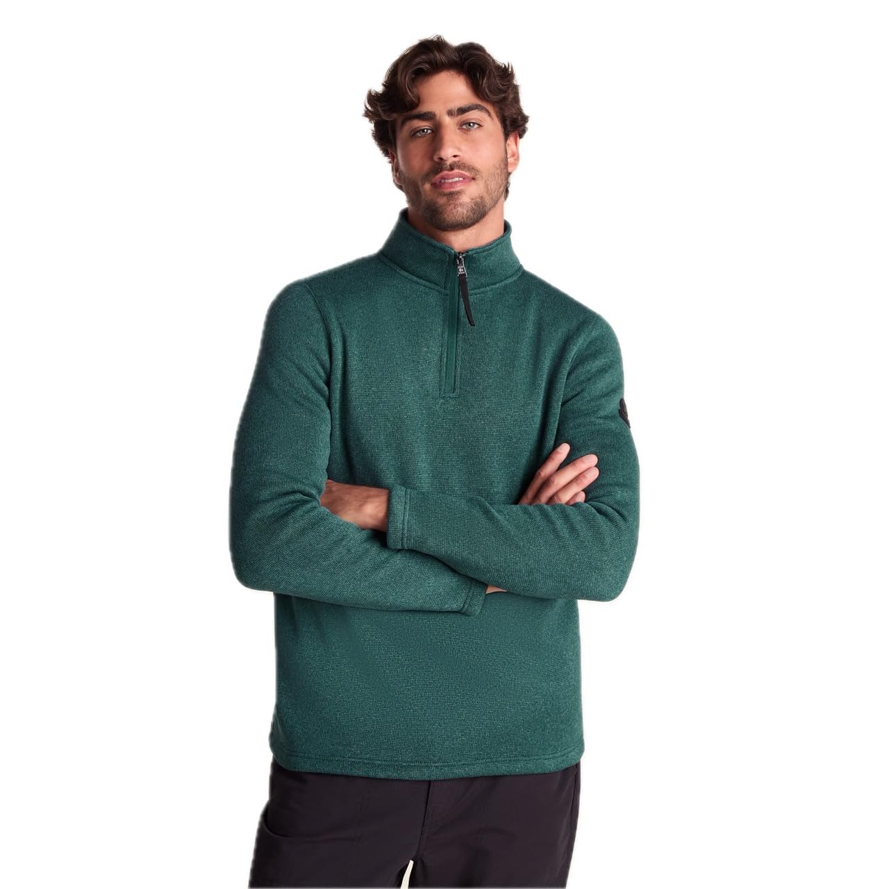 Tog24 Men's Dark Turquoise Marl Pearson Knitlook Fleece With Ã‚¼ Zip Neck