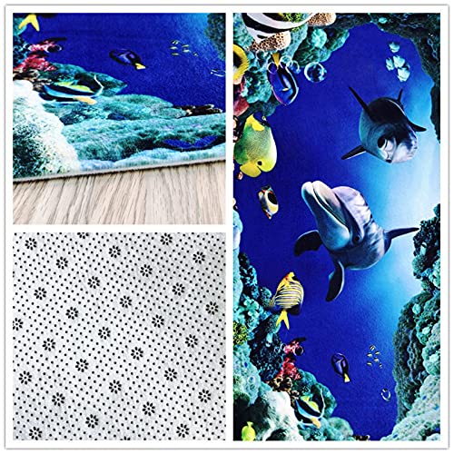 AllMonyba 3-teiliges Badematten-Set Badezimmerteppich-Set Undersea World Print rutschfeste Badematte Toilettenkontur… – Bild 5