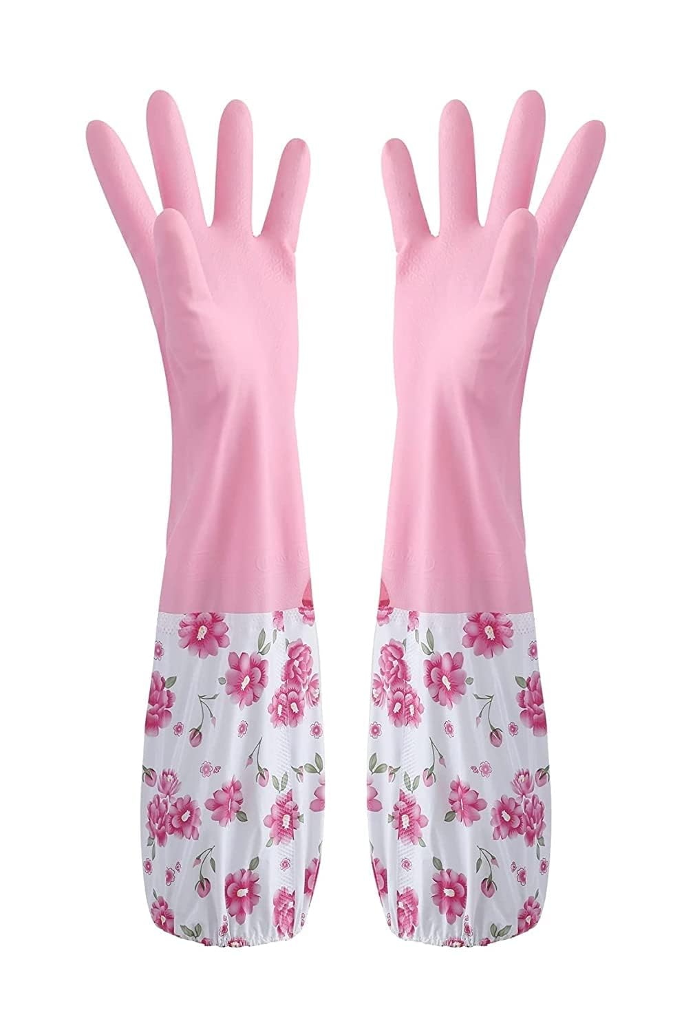 Reusable Rubber Latex PVC Flock lined Heavy Duty Hand gloves for Dishwashing Long Elbow Hand Gloves,Safety Kitchen for Cleaning, Gardening, Laundry multipupose usable gloves(PAIR 1) any color-picture-35