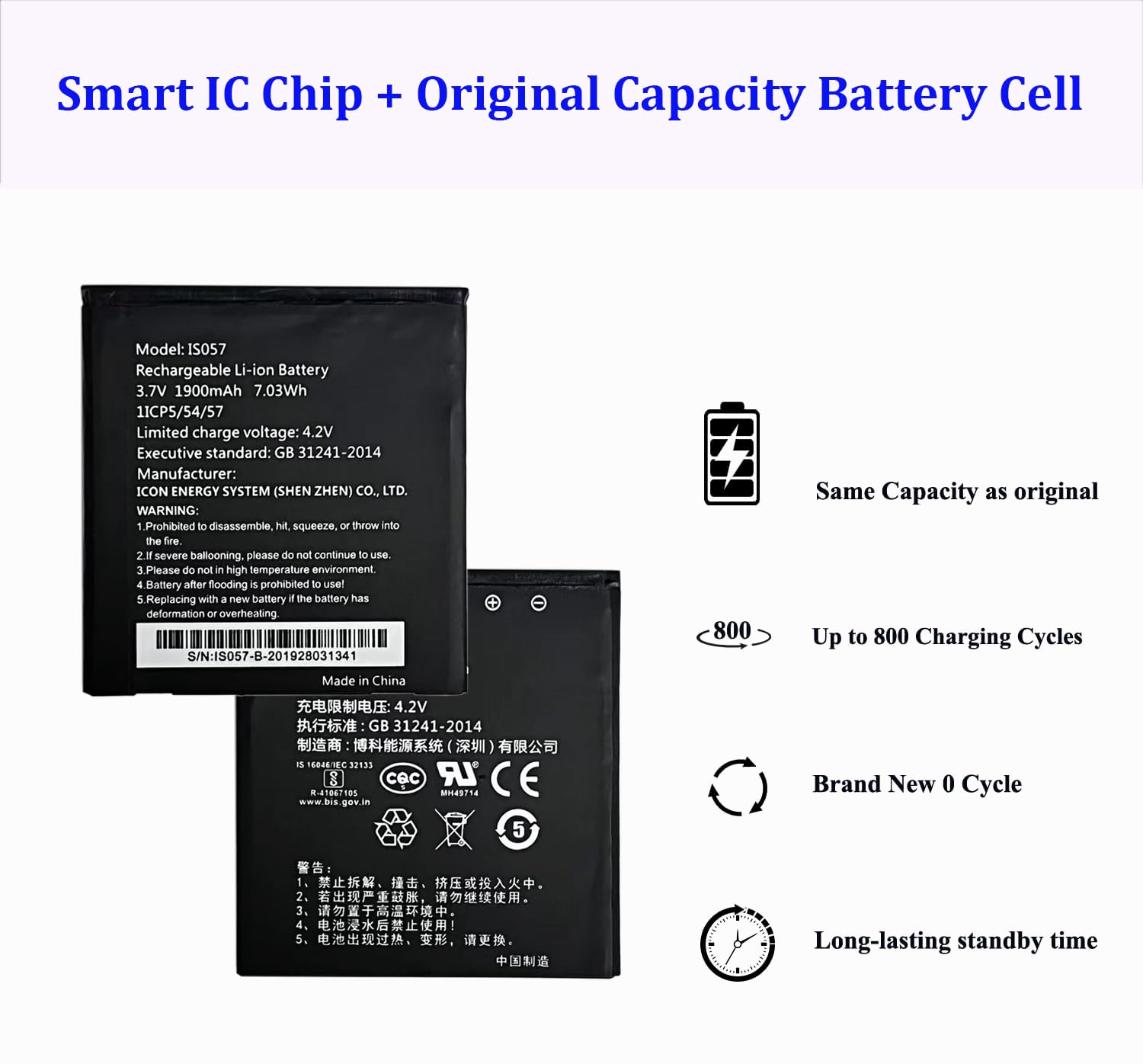 Batería compatible con [Angelcare] AC320, AC327, AC337, AC527, para [Pax] myPOS D200, D200T, IS275, Mini (reemplazo para IS057)