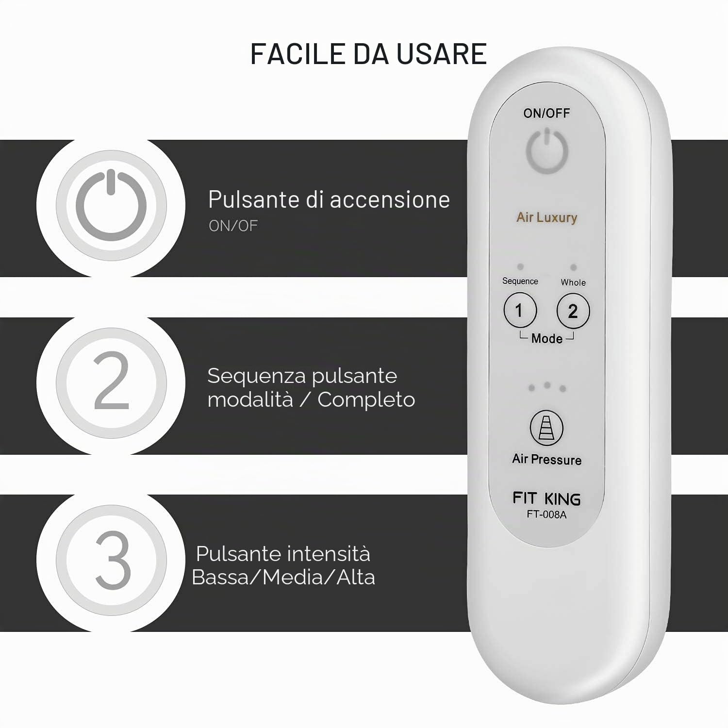 FIT KING Massaggiatore per Braccia e Polpacci Pressoterapia Linfodrenaggio Massaggiatori per Gambe per Circolazione Pressoterapia per Casa per RLS Gambe Stanche e Migliora il Rilassamento Muscolare