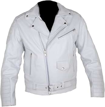 SleekHides Men's Real Leather Jacket Sheep White Large at Amazon