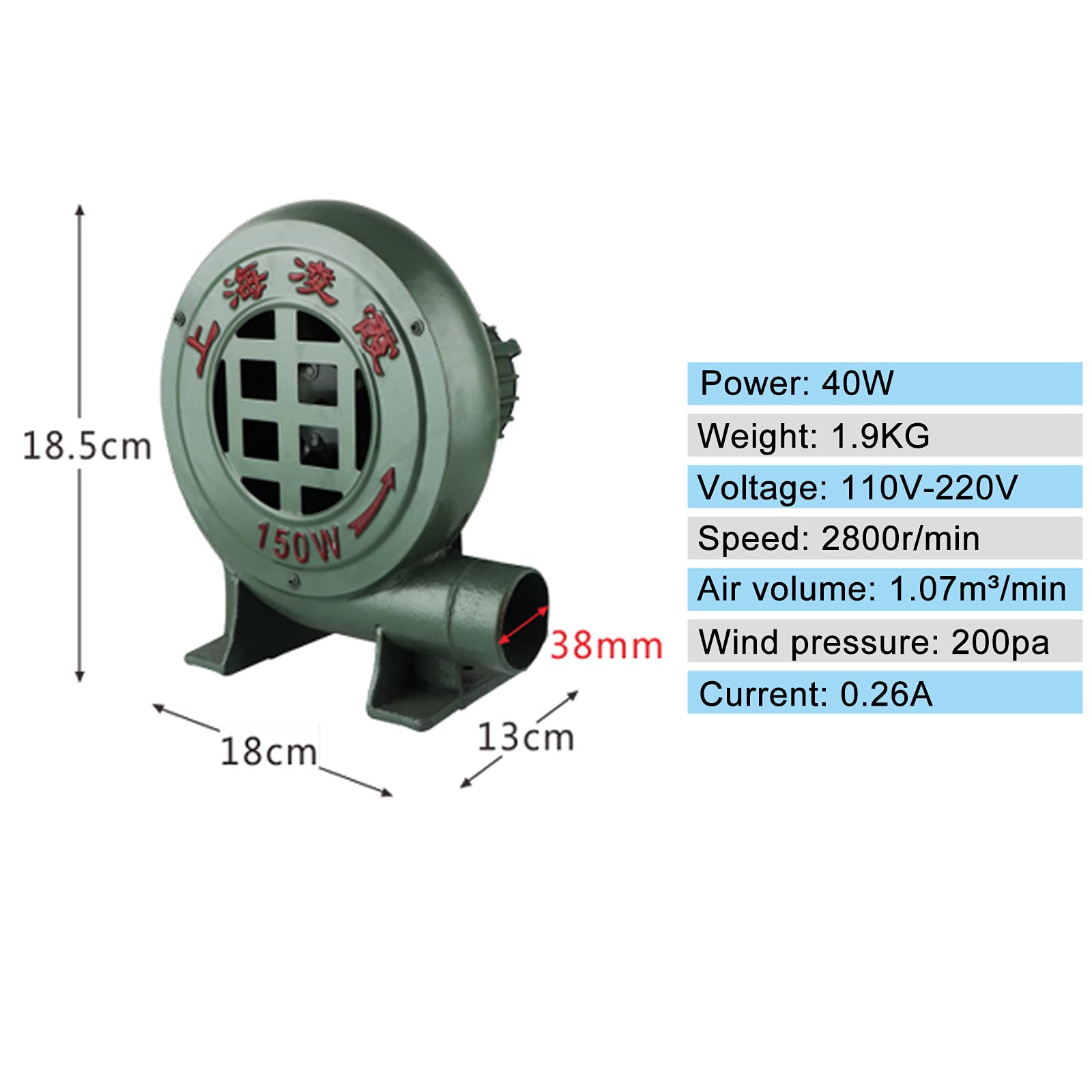 Ventilador Eléctrico de Forja de Herrero, Ventilador de Bomba de Aire Centrífugo, Encendedores de Barbacoa de Forja de Carbón, 40 W a 250 W
