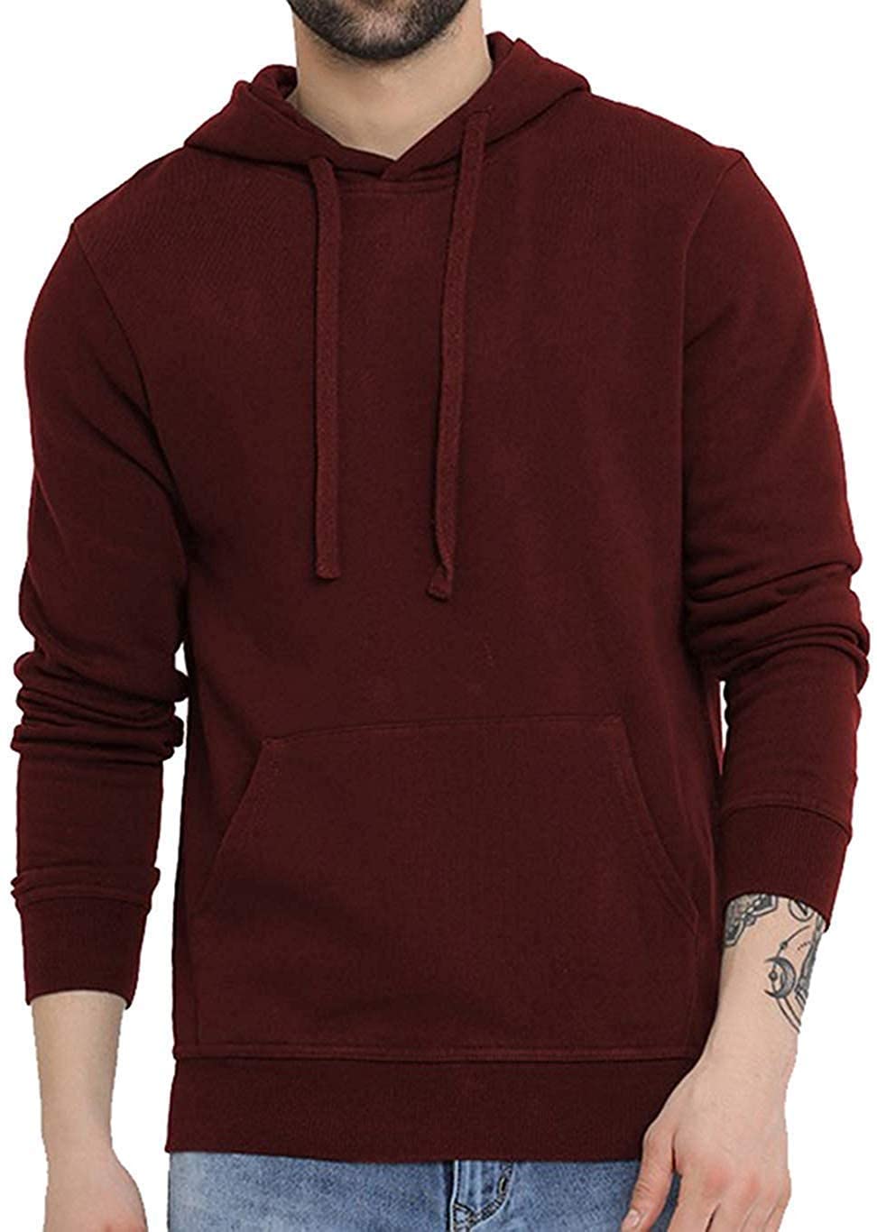 wearindia Men's & Women's Cotton Regular Fit Hooded Hoodie (Plain Hoodies Maroon-1-Xl_Maroon_X-Large)-picture-46