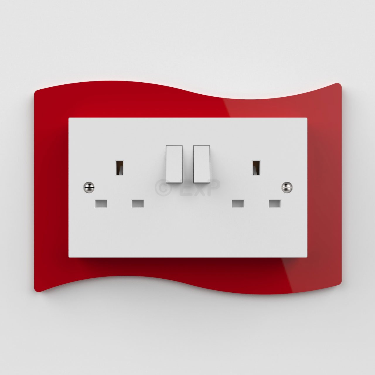 Expression Products Double Light Switch or Plug Socket Back Plate Finger Surround Panel Red (8 ColoursAvailable) - Free Trolley Token Material Sample Included per Shipment