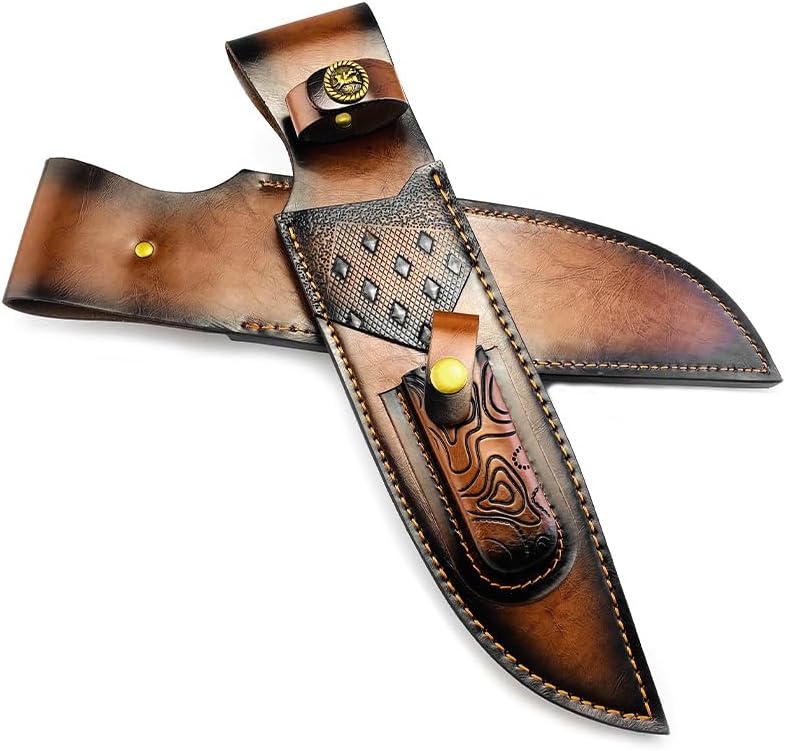 1PC Knife Sheath, 2 in 1 Leather Case for with Belt Loop and Snap Closure Fits for Outdoor Search, Rescue, Hiking