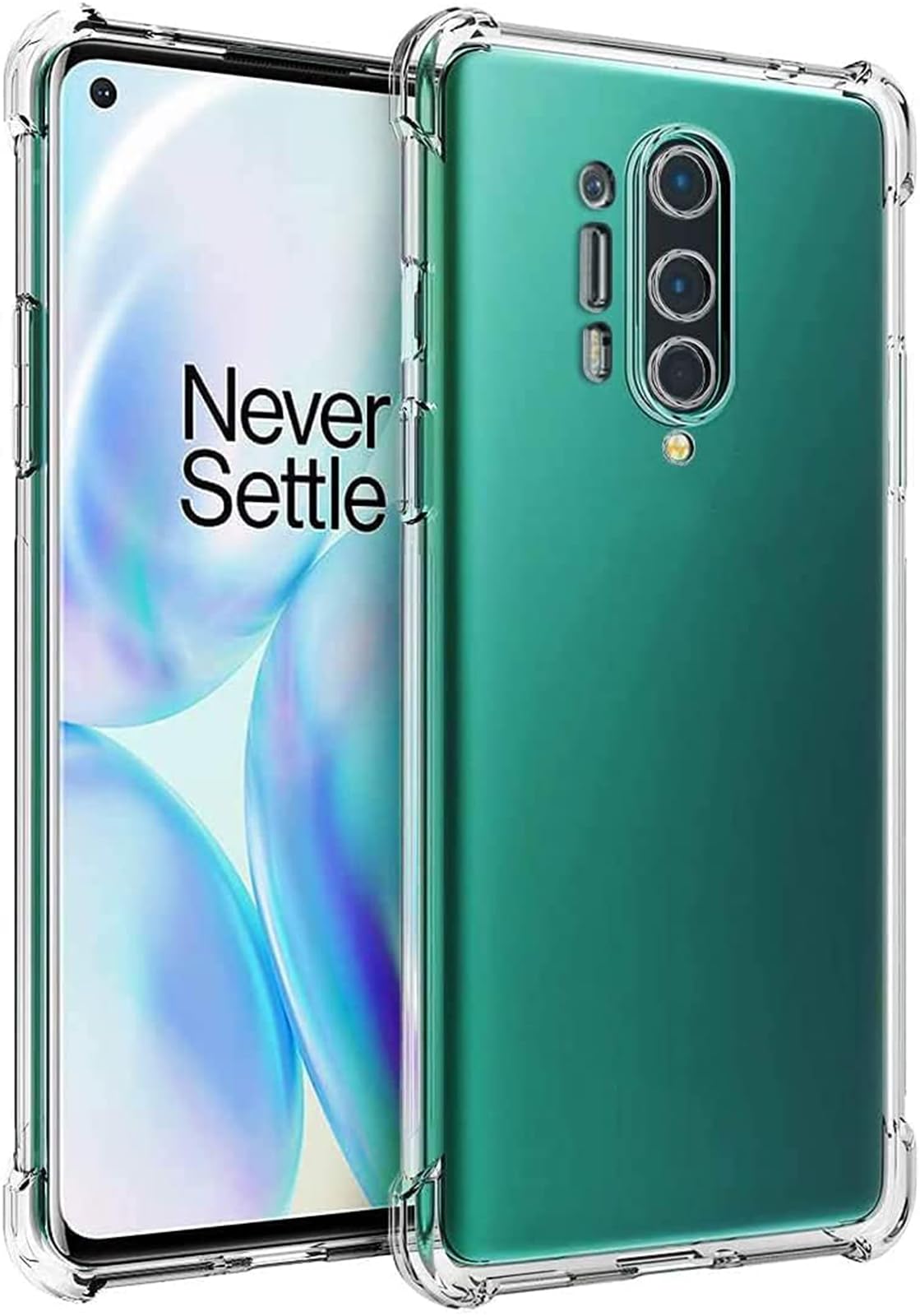 EmandClear transparent case designed for oneplus 8 pro case, ultra slim thin soft tpu reinforced corners protective phone case cover for oneplus 8 pro