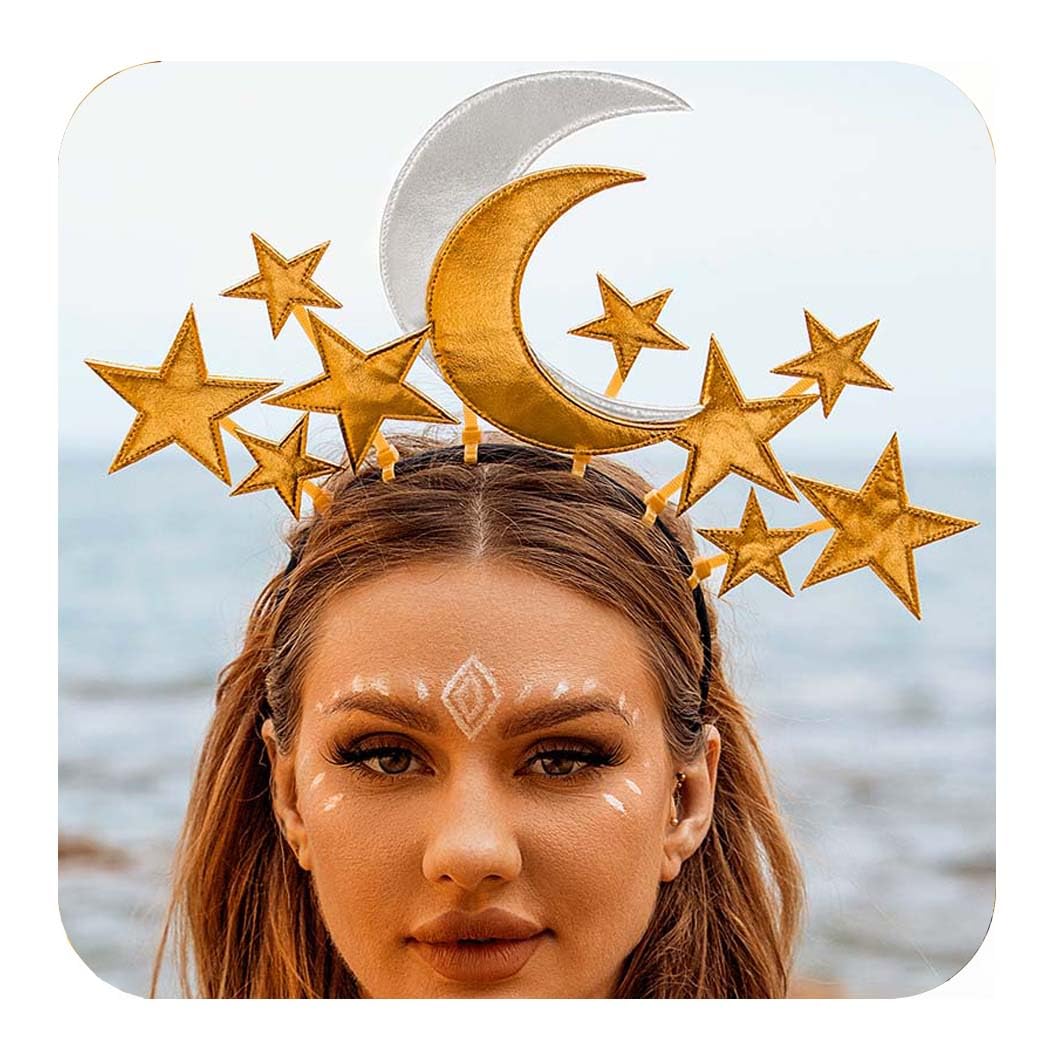 Gold Star Headband Halo Crown for Women Halloween Costume Accessory Amazon.com : NICENEEDED Stars Halo Crown Headband, Goddess  main image 2