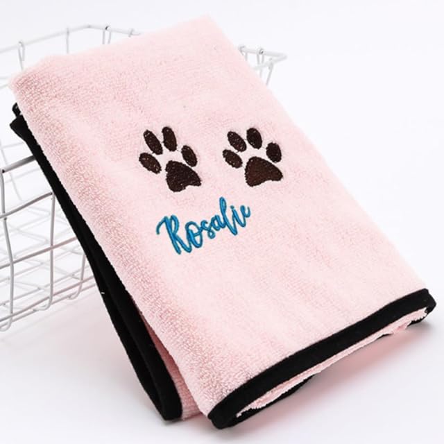 HDLOVE Manta De Secado Personalizada For Mascotas, Microfibra Con Nombre Bordado