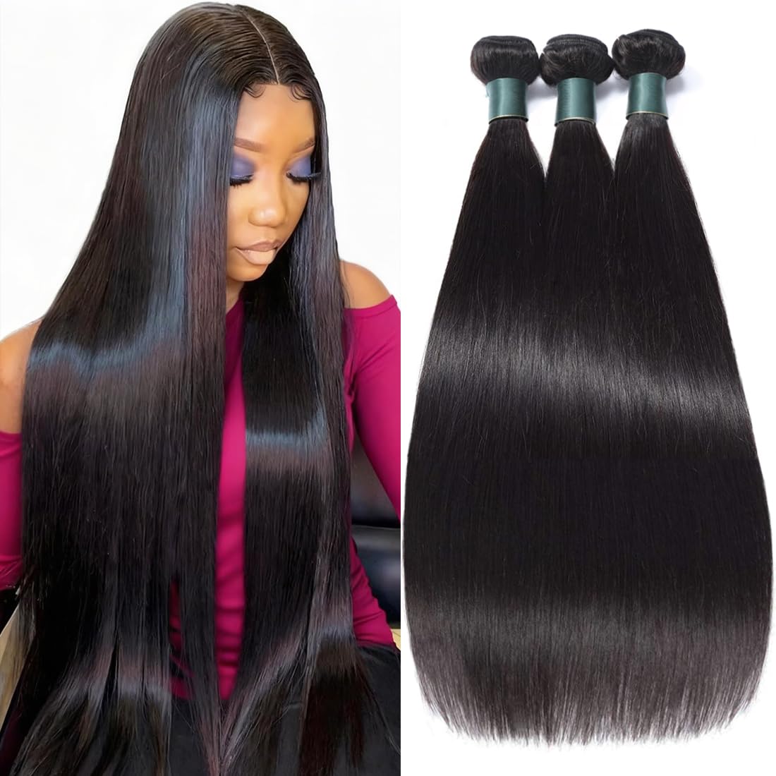 Amazon.com : Great Grace Brazilian Straight Bundles Human  display picture 1