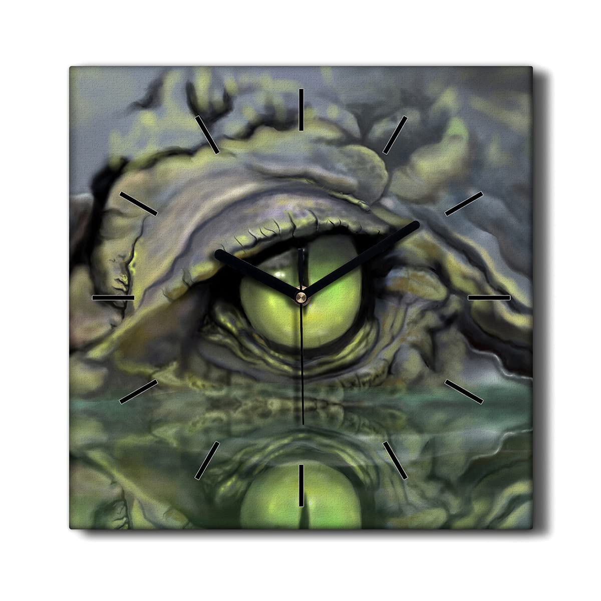 Horloge sur Toile Coloray Décoration Murale Salon Oeil de Crocodile Haute Résolution 30x30