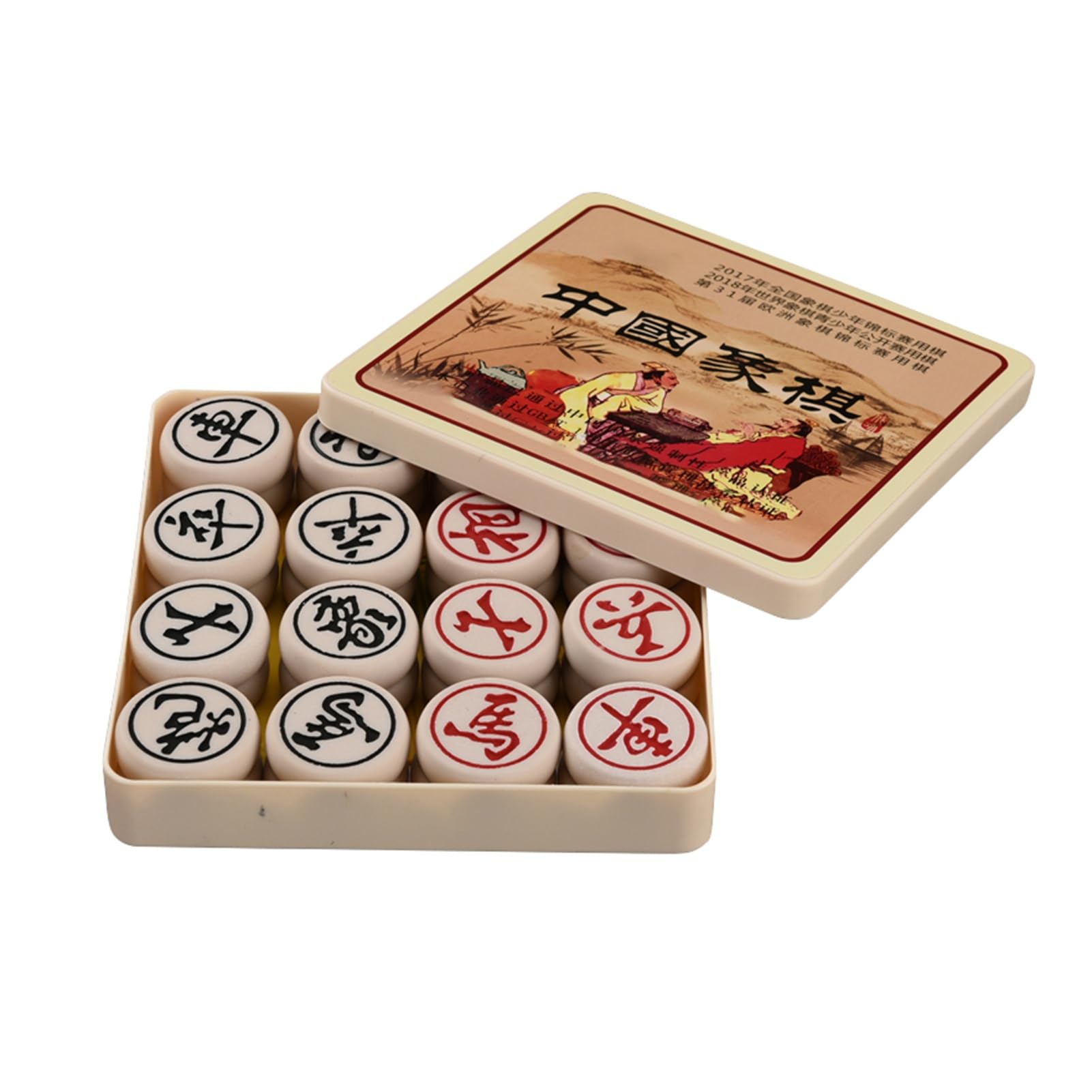 Classic Chinese Chess Xiangqi Board Game Set with Jade Chess Pieces Portable Travel Chess Set Including Leather Chessboard