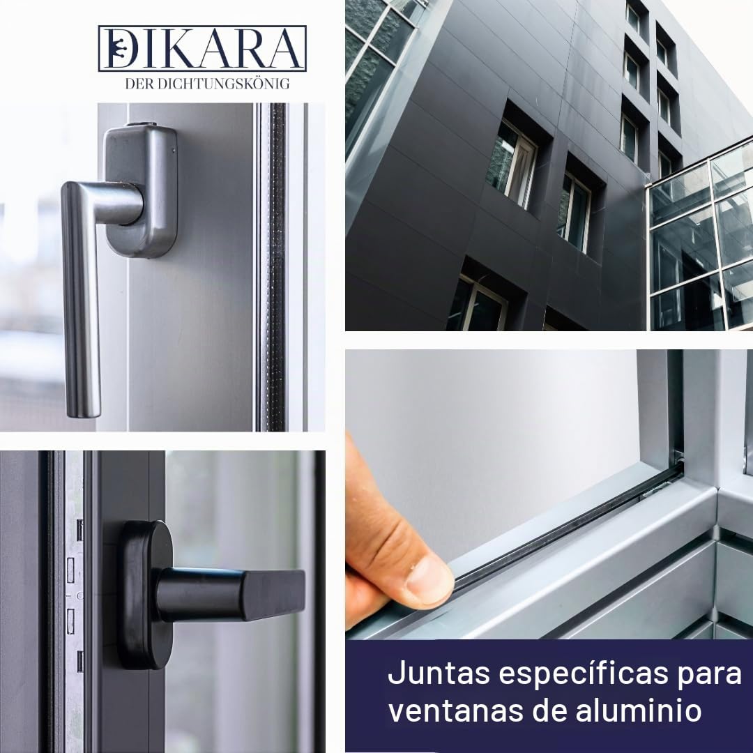Junta de ventanas para sistemas de ventanas, junta de acristalamiento para exteriores con hilo antiestiramiento para ventanas de plástico y sellado de ventanas de aluminio (negro, 5 m)