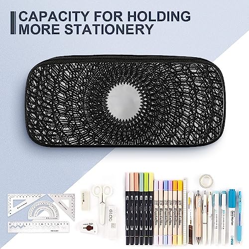 Fionel Sky-Through-A-Wrought-Iron-Dome Pu Leather Quad Pen Case Zipper Pencil Pouch Holder For Pens Case Office Storage Box Organizer Pen Bag(8×1.5×3.5 In) #TOP3