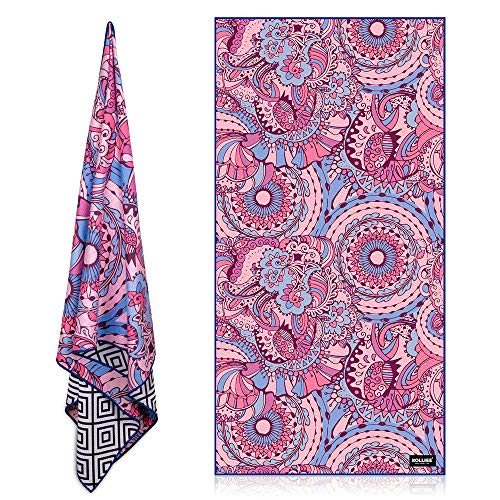 KOLLIEE Sand Free Beach Towels Portable Colorful Compact Beach Towels Absorbent Pool Towels