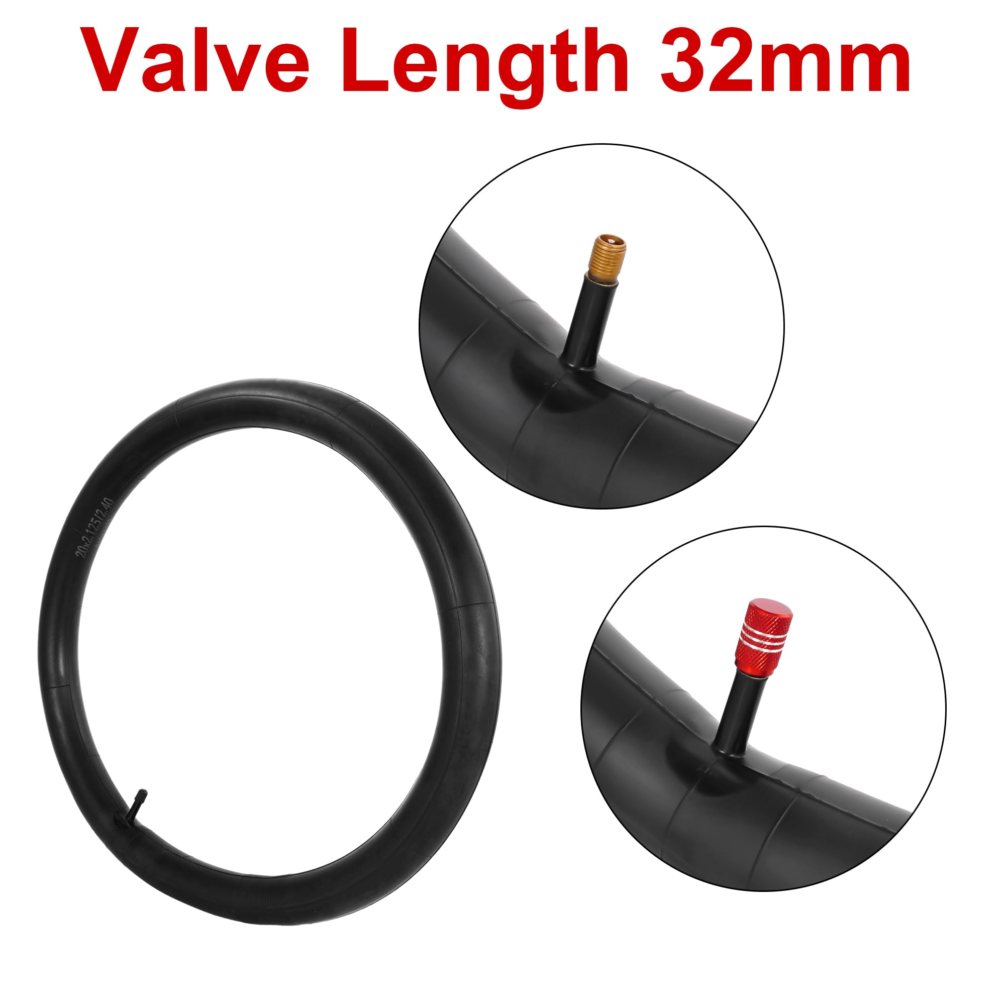 20 Inch Bike Tubes 20 x 2.125/2.40 Heavy Duty Bicycle Inner Tube with 32mm Schrader Valve and Installation Accessories (2 Pack) - Image 3