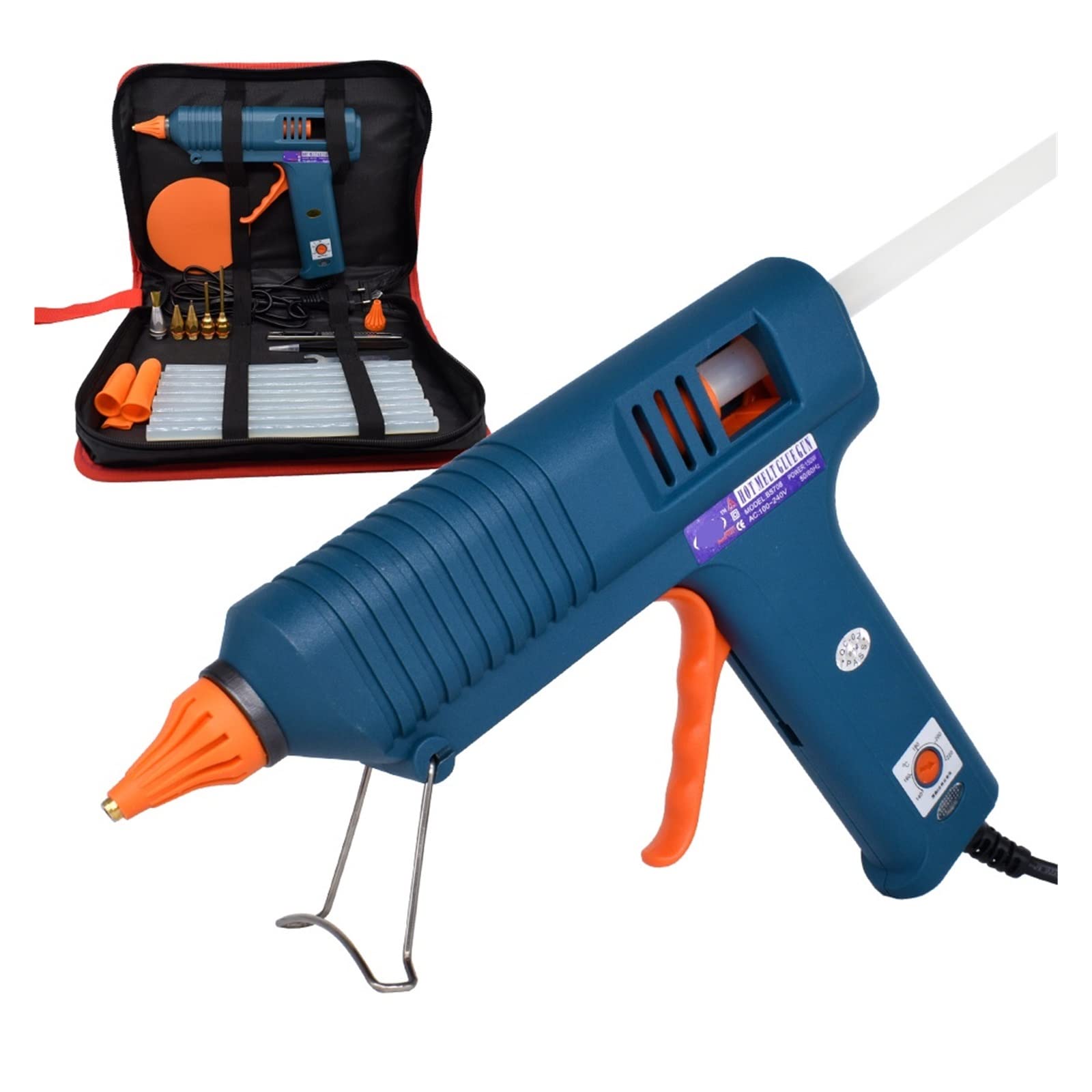 Pistolet Na GorąCy Klej, Pistolet do klejenia na gorąco 150 W, wymienna dysza, regulacja temperatury, użyj kleju w sztyfcie 11 mm, przemysłowy pistolet do klejenia do domu DIY, prezenty świąteczne, rę