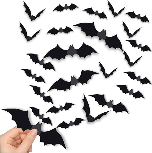 180 decoraciones de Halloween de murciélagos, decoración de pared de murciélagos 3D, suministros de fiesta de murciélagos de Halloween de PVC,
