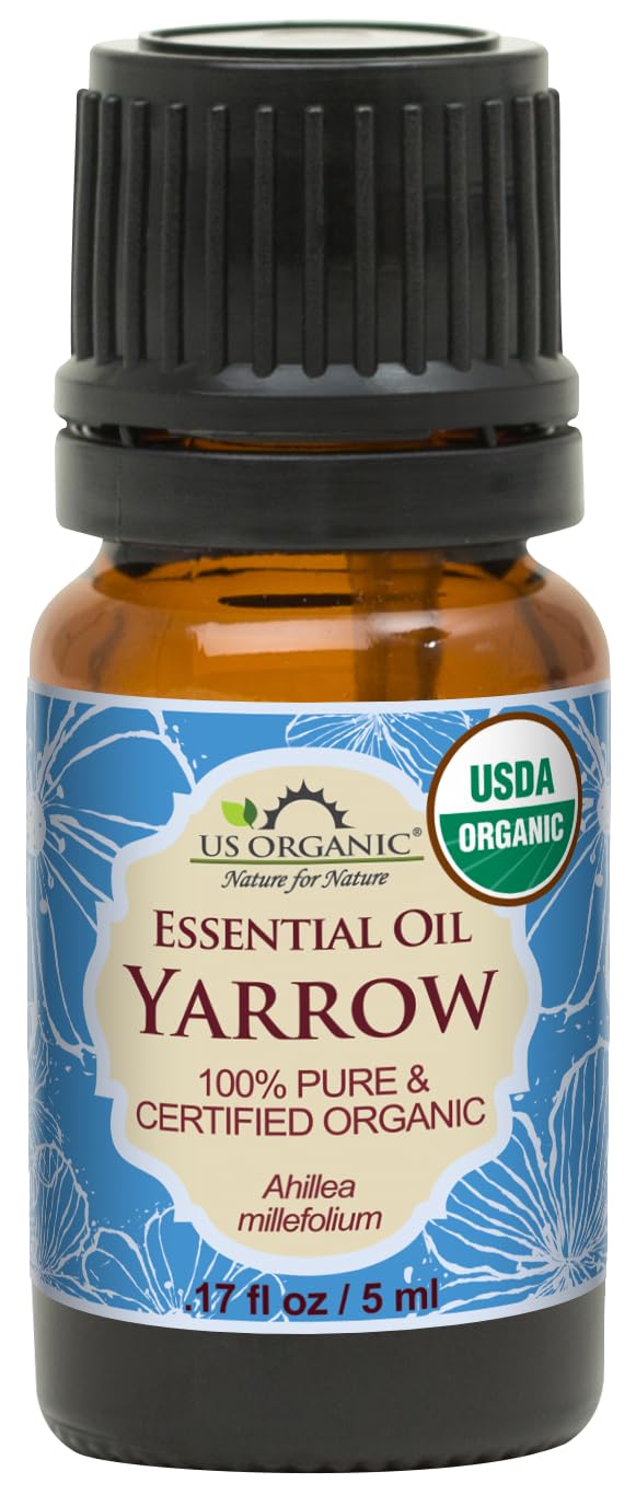 US Organic 100% Pure Yarrow Essential Oil, USDA Certified Organic, Steam Distilled, Achillea Millefolium, Therapeutic Grade, Calming & Soothing, Skin