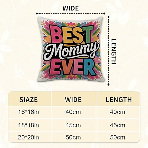 Miniatura 2 de Best Mommy Ever Gifts Modern Pillow Covers 16X16 Valentines Day Gifts for Mom Bonus Mom Best Presents for Moms Mama Gift Cute Pillow Cases Home Decor